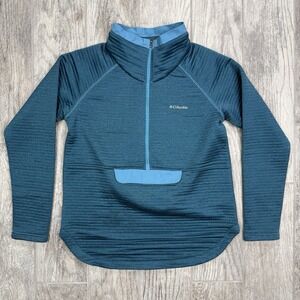 Columbia Aqua‎ Mid Layer Park Range Half Zip Pullover Blue Pocket Womens Size M